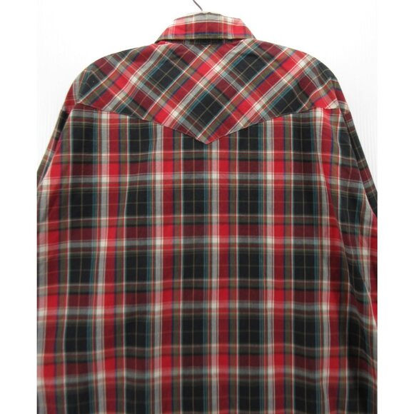 VINTAGE Wrangler Shirt XL Western Pearl Snap Plaid Cowboy Rodeo 80s 90s - Picture 7 of 10